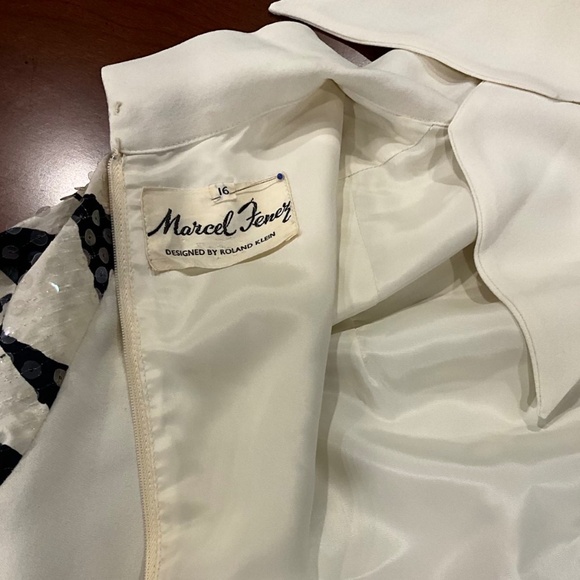 Vintage Marcel Fenez by Roland Klein Cream Maxi Dress, Statement Sleeve size M/L - Picture 3 of 6